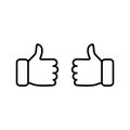 Thumbs up icon. Like line sign. Deal and agree outline symbol.